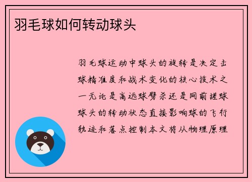 羽毛球如何转动球头